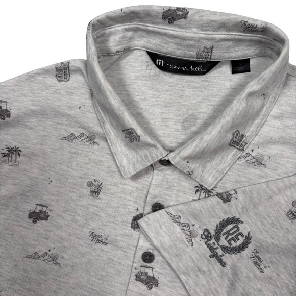 Travis Mathew Other - Travis Mathew Polo Men XL (FIT M) Gray Stolen Time Tropical Golf Cart Ridglea
